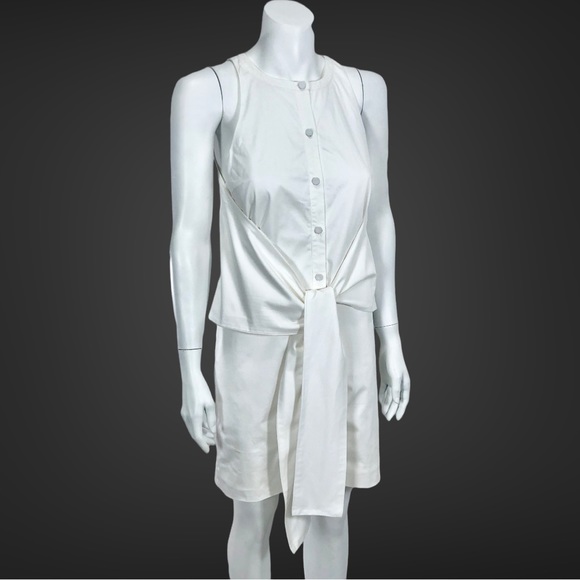 Misha Nonoo Kate Sash Dress White Sateen Cotton - Picture 3 of 11